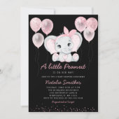 Modern Cute Elephant Girl Balloons Baby shower Inv Kaart (Voorkant)