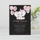 Modern Cute Elephant Girl Balloons Baby shower Inv Kaart (Staand voorkant)