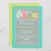 Modern Cute Elephant Mama and Baby Boy Shower Kaart (Voorkant / Achterkant)