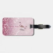 Modern Cute Flamingos Glitter Bokeh - Gepersonalis Bagagelabel (Achterkant horizontaal)