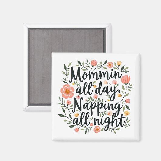 Modern Cute Floral Mama Gift Magneet (Voorkant / Achterkant)