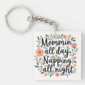 Modern Cute Floral Mama Quote Sleutelhanger (voorkant)