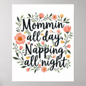 Modern Cute Floral Mother's Day, Cool Birthday Mom Poster (Voorkant)