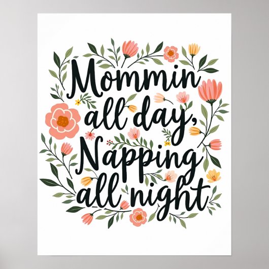 Modern Cute Floral Mother's Day, Cool Birthday Mom Poster (Voorkant)