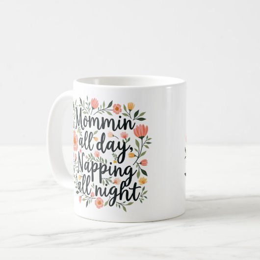 Modern Cute Floral Mother's Day, Funny Mom Quote Koffiemok (Voorkant links)