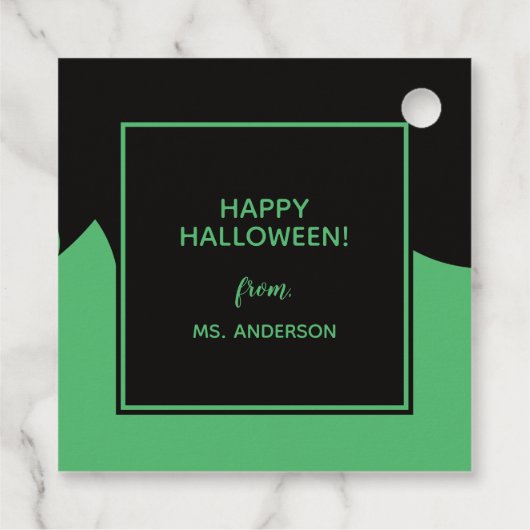 Modern Cute Frankenstein Monster Halloween Bedankjes Labels (Achterkant)