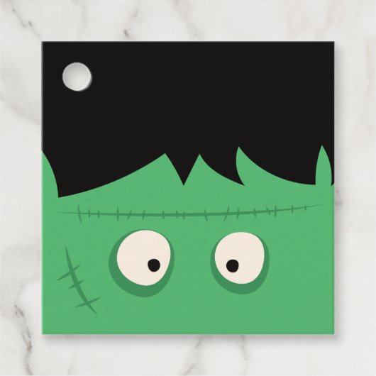 Modern Cute Frankenstein Monster Halloween Bedankjes Labels (Voorkant)