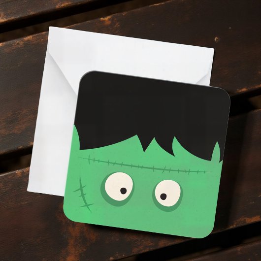 Modern Cute Frankenstein Monster Halloween Notitiekaartje