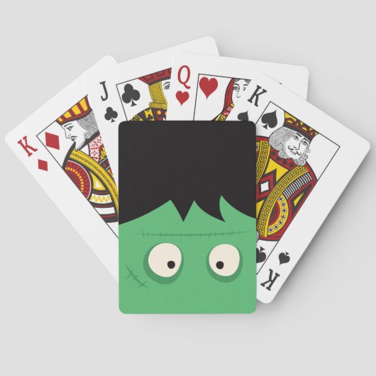 Modern Cute Frankenstein Monster Halloween Pokerkaarten (Achterkant)