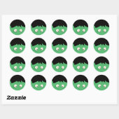 Modern Cute Frankenstein Monster Halloween Ronde Sticker (Vel)