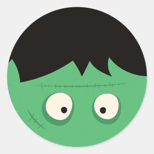Modern Cute Frankenstein Monster Halloween Ronde Sticker (Voorkant)