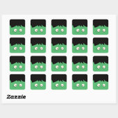 Modern Cute Frankenstein Monster Halloween Vierkante Sticker (Vel)