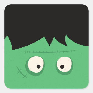 Modern Cute Frankenstein Monster Halloween Vierkante Sticker