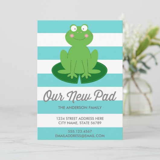 Modern Cute Frog Moving Announcement Aankondiging (Staand voorkant)