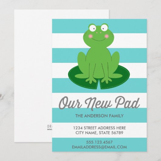 Modern Cute Frog Moving Announcement Aankondiging (Voorkant / Achterkant)