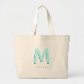 Modern Cute Fun Custom Name 3D Monogram Grote Tote Bag (Voorkant)