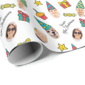 Modern Cute Funny Birthday Photo  Cadeaupapier (Rol Hoek)