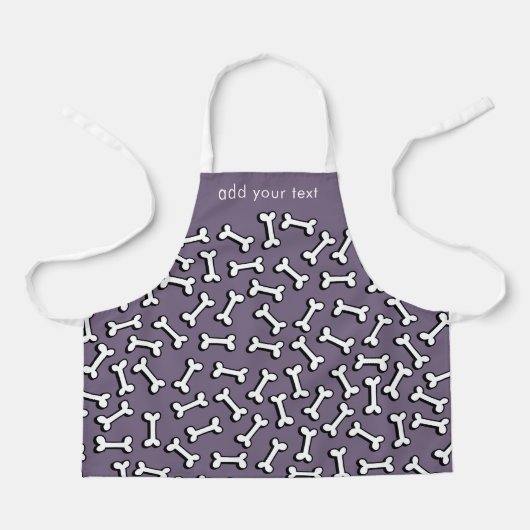 Modern Cute Funny Dog Bone Pattern voegt Jouw naam Schort (Voorkant)