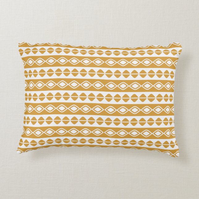 Modern Cute Geometrisch Patroon Geel Wit Accent Kussen (Achterkant)
