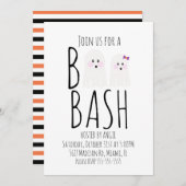 Modern Cute Ghost Boo Halloween Bash Uitnodiging (Voorkant / Achterkant)