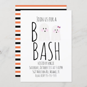 Modern Cute Ghost Boo Halloween Bash Uitnodiging