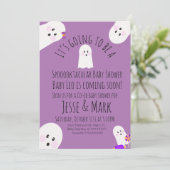 Modern Cute Ghost Ghoul Baby shower Kaart (Staand voorkant)