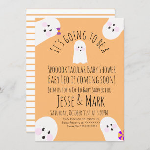 Modern Cute Ghost Ghoul Baby shower Kaart