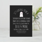 Modern Cute Ghost Ghoul Baby shower Stripes Kaart (Staand voorkant)