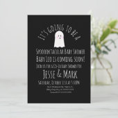 Modern Cute Ghost Ghoul Baby shower Stripes Kaart (Staand voorkant)