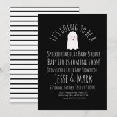 Modern Cute Ghost Ghoul Baby shower Stripes Kaart (Voorkant / Achterkant)