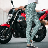 Modern Cute Girly Dark Azure Cyan Gray Glitter  Leggings