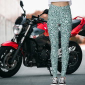 Modern Cute Girly Dark Azure Cyan Gray Glitter  Leggings