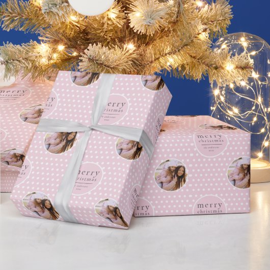 Modern Cute Girly Pink kerst Cadeaupapier (Feestdagen)