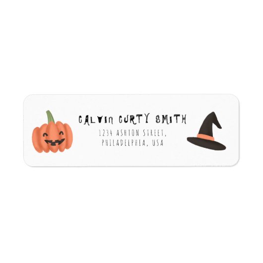 Modern Cute Halloween Witch Pet en Pumpkin Etiket (Voorkant)