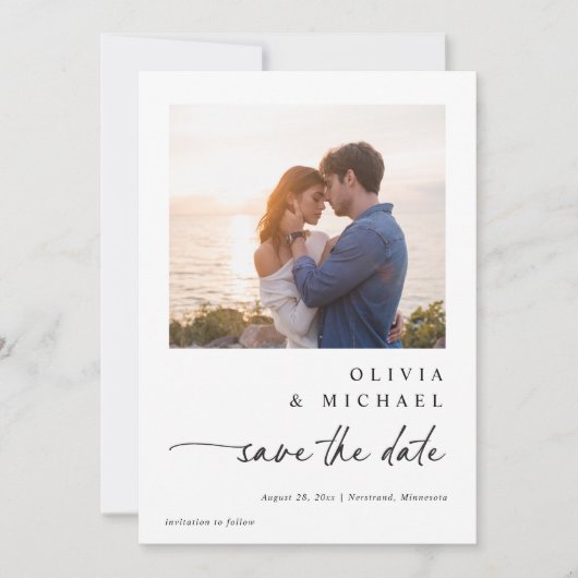 Modern Cute Handwriting Black and White Wedding Save The Date (Voorkant)