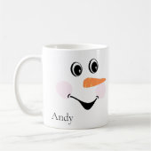 Modern Cute Happy Custom glimlach Snowman face Koffiemok (Links)