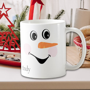 Modern Cute Happy Custom glimlach Snowman face Koffiemok