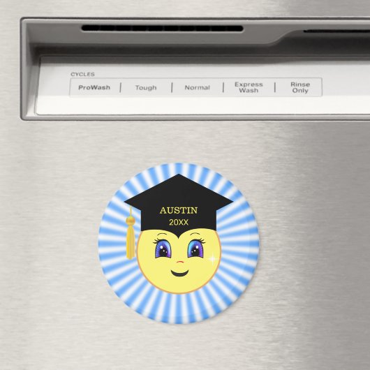 Modern Cute Happy Face Afstuderen Magneet (Insitu (Vaatwasser))