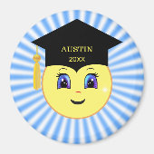 Modern Cute Happy Face Afstuderen Magneet (Voorkant)