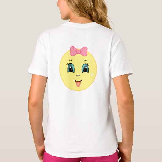 Modern Cute Happy Sun Face en Ribbon T-shirt (Achterkant)