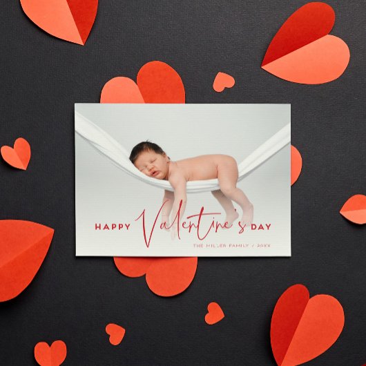 Modern Cute Happy Valentine's Day Photo Card Feestdagenkaart