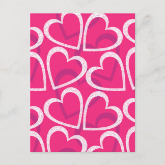 Modern Cute Heart Pattern Love Roze Briefkaart