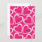 Modern Cute Heart Pattern Love Roze Briefkaart (Voorkant / Achterkant)