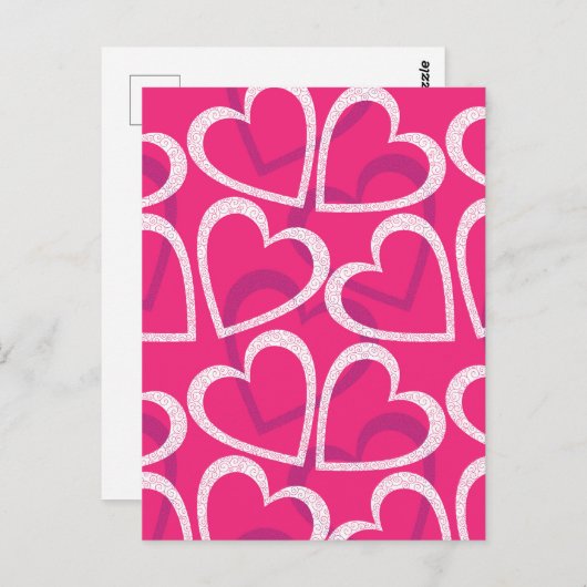 Modern Cute Heart Pattern Love Roze Briefkaart (Voorkant / Achterkant)