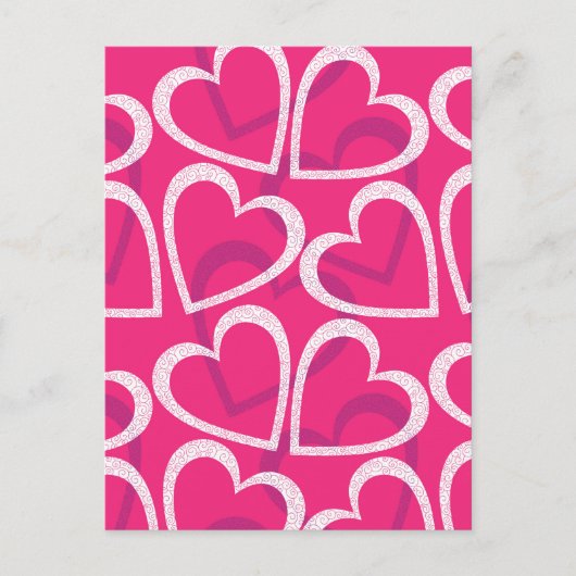 Modern Cute Heart Pattern Love Roze Briefkaart (Voorkant)