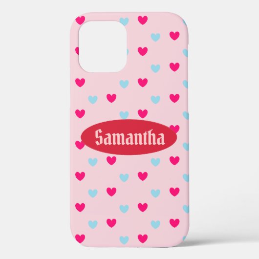 Modern Cute Hearts op koraalroze Case-Mate iPhone Case (Achterkant)