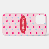 Modern Cute Hearts op koraalroze Case-Mate iPhone Case (Achterkant (horizontaal))