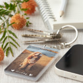 Modern Cute Hearts Persoonlijk Twee Foto | wit Sleutelhanger (Voorkant Rechts)