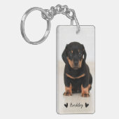 Modern Cute Hearts Persoonlijk Twee Foto | Zwart Sleutelhanger (Voorkant Links)