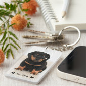 Modern Cute Hearts Persoonlijk Twee Foto | Zwart Sleutelhanger (Voorkant Rechts)